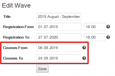 Easy School Registration - Edit wave start/end time